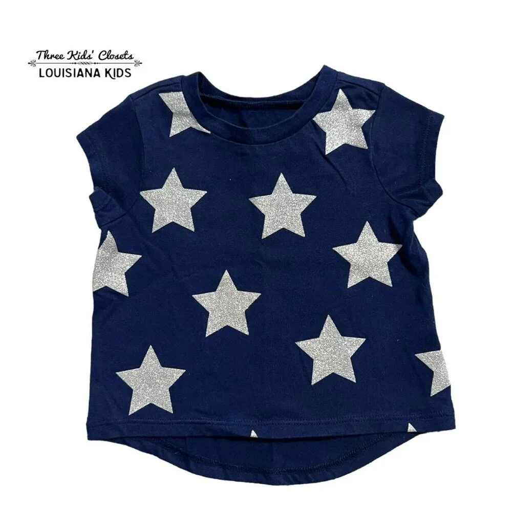 Old Navy 12-18m Patriotic Glitter Stars Shirt